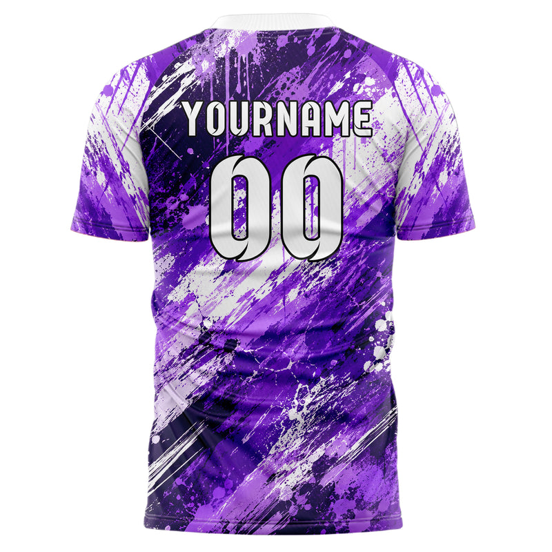 Lila lebendiges Graffiti diagonal Paint Flow Design 03-0139 individuelles Fußballtrikot back