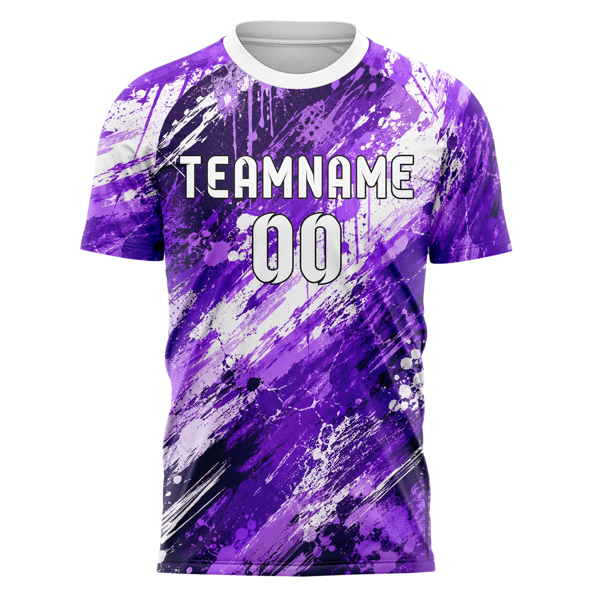 Lila lebendiges Graffiti diagonal Paint Flow Design 03-0139 individuelles Fußballtrikot front