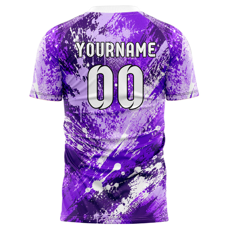 Lila lebendiges Graffiti diagonal Paint Flow Design 03-0283 individuelles Fußballtrikot back