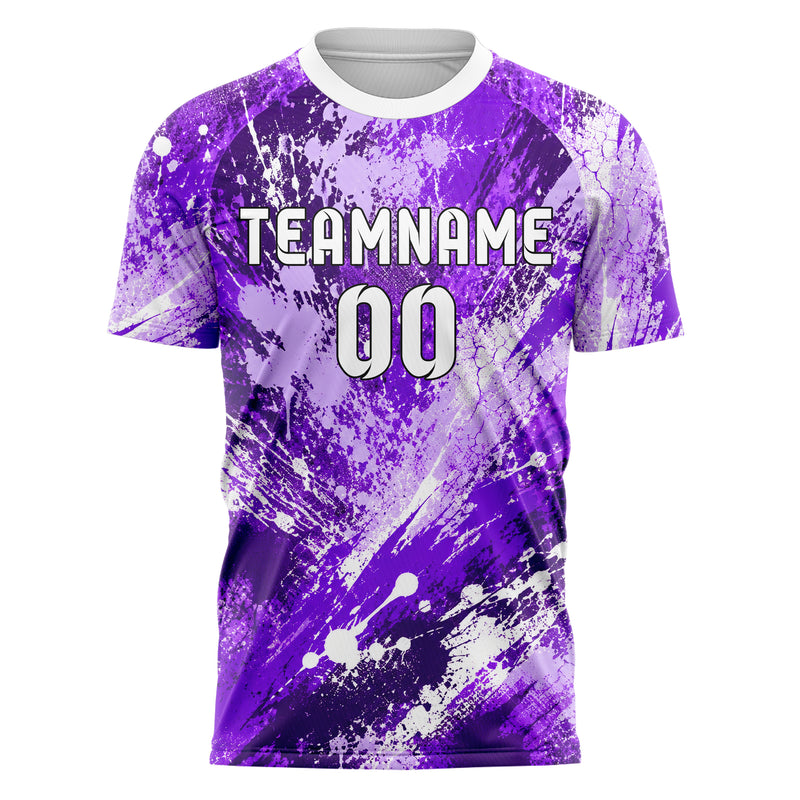 Lila lebendiges Graffiti diagonal Paint Flow Design 03-0283 individuelles Fußballtrikot front