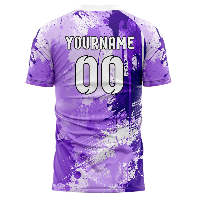 Lila lebendiges Graffiti Drip Paint Design 03-0052 individuelles Fußballtrikot back