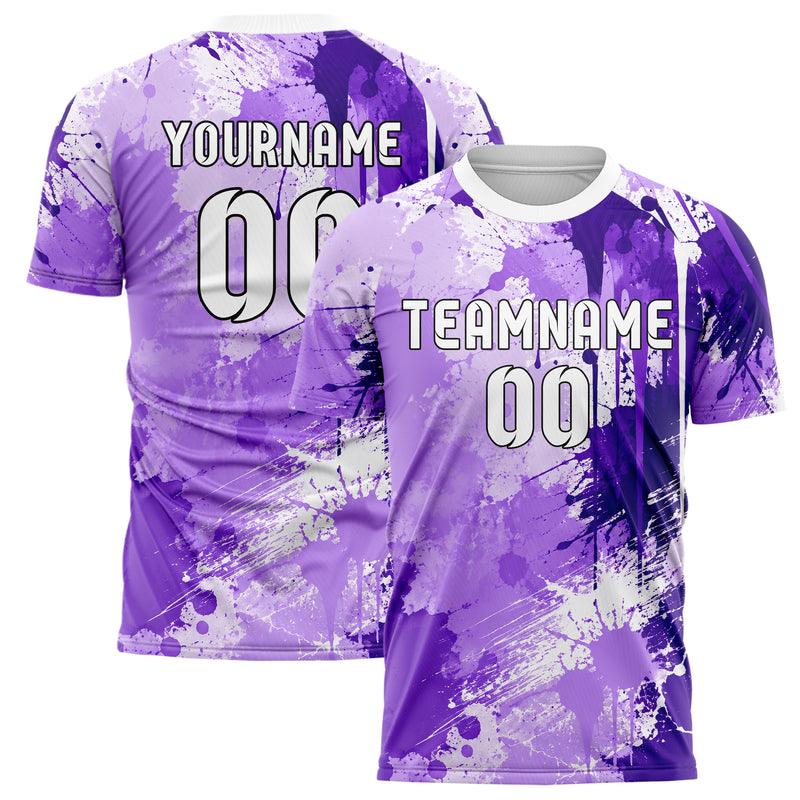 Lila lebendiges Graffiti Drip Paint Design 03-0052 individuelles Fußballtrikot main