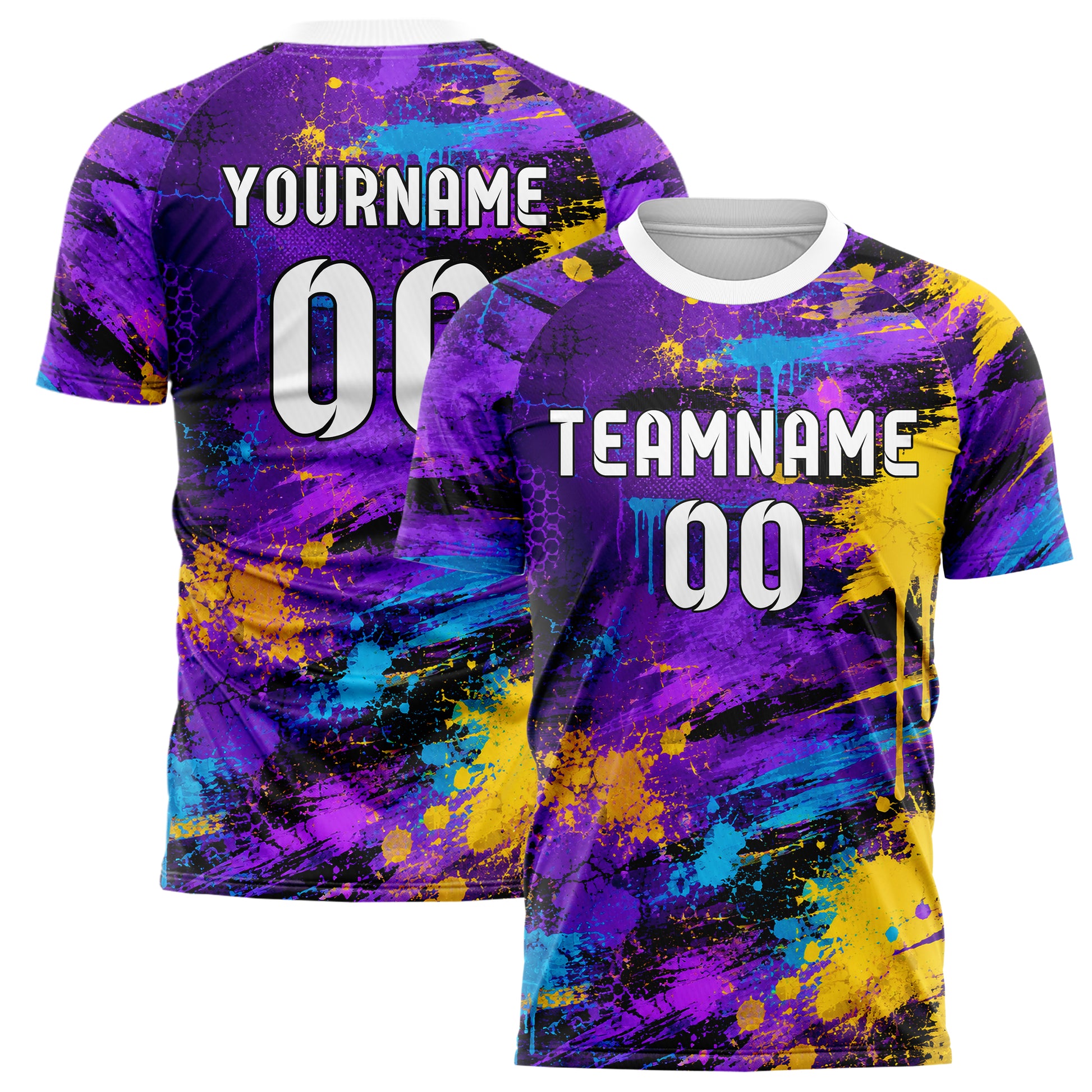 Lila lebendiges Graffiti Grunge Smear Design 03-0257 individuelles Fußballtrikot main