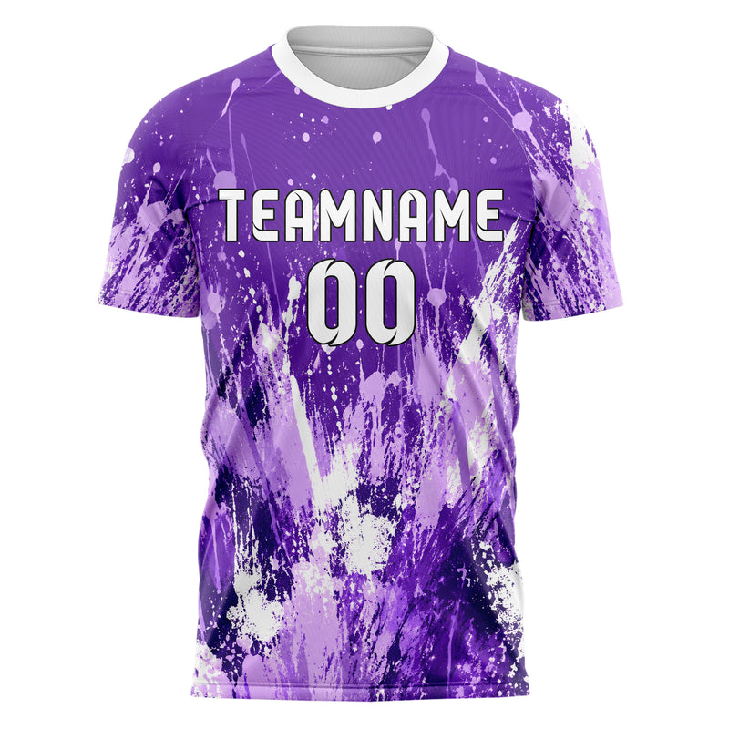 Lila lebendiges Graffiti Grunge Smear Design 03-0289 individuelles Fußballtrikot front
