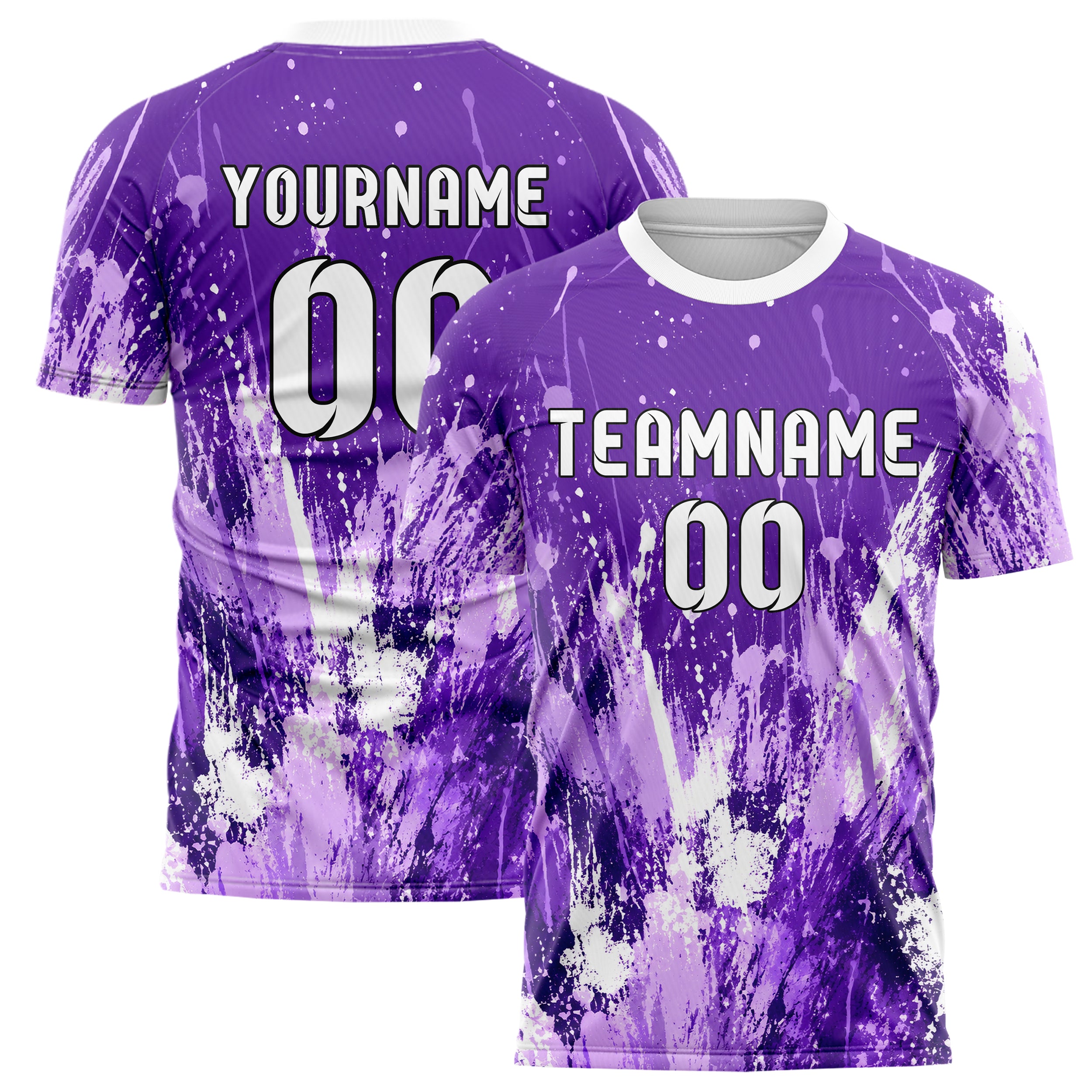 Lila lebendiges Graffiti Grunge Smear Design 03-0289 individuelles Fußballtrikot main