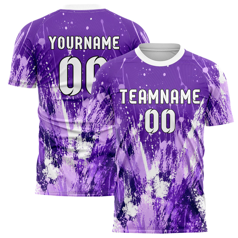 Lila lebendiges Graffiti Grunge Smear Design 03-0289 individuelles Fußballtrikot main