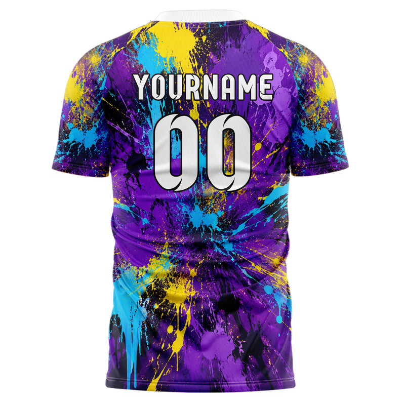 Lila lebendiges Graffiti Ink Splash Design 03-0173 individuelles Fußballtrikot back