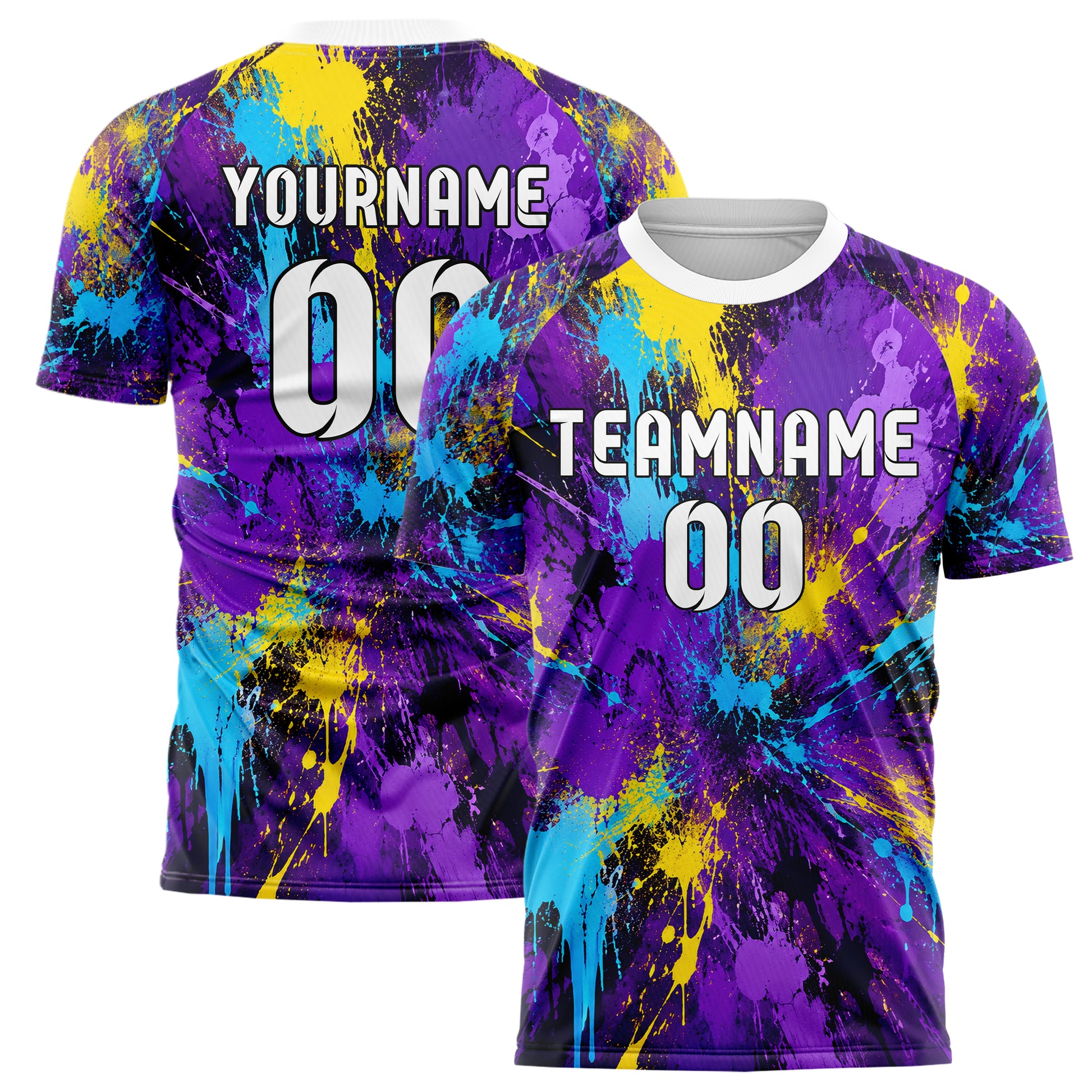 Lila lebendiges Graffiti Ink Splash Design 03-0173 individuelles Fußballtrikot main