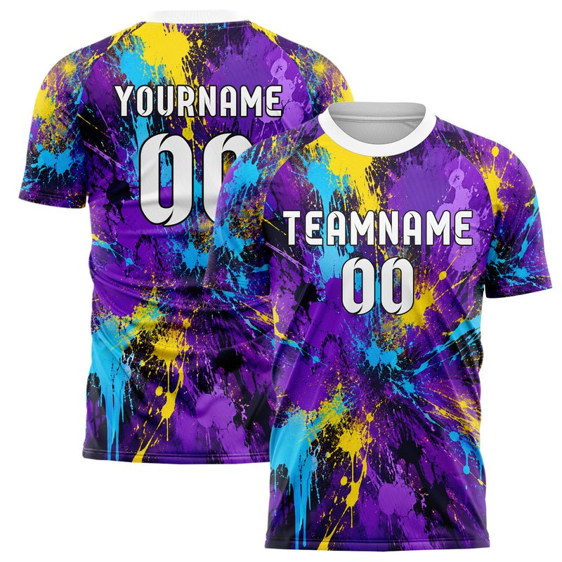 Lila lebendiges Graffiti Ink Splash Design 03-0173 individuelles Fußballtrikot main