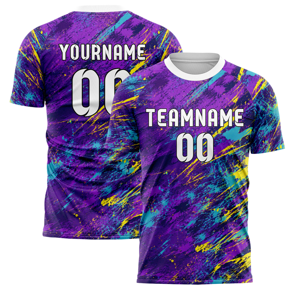 Lila lebendiges Graffiti Scratch Marks Design 03-0158 individuelles Fußballtrikot main