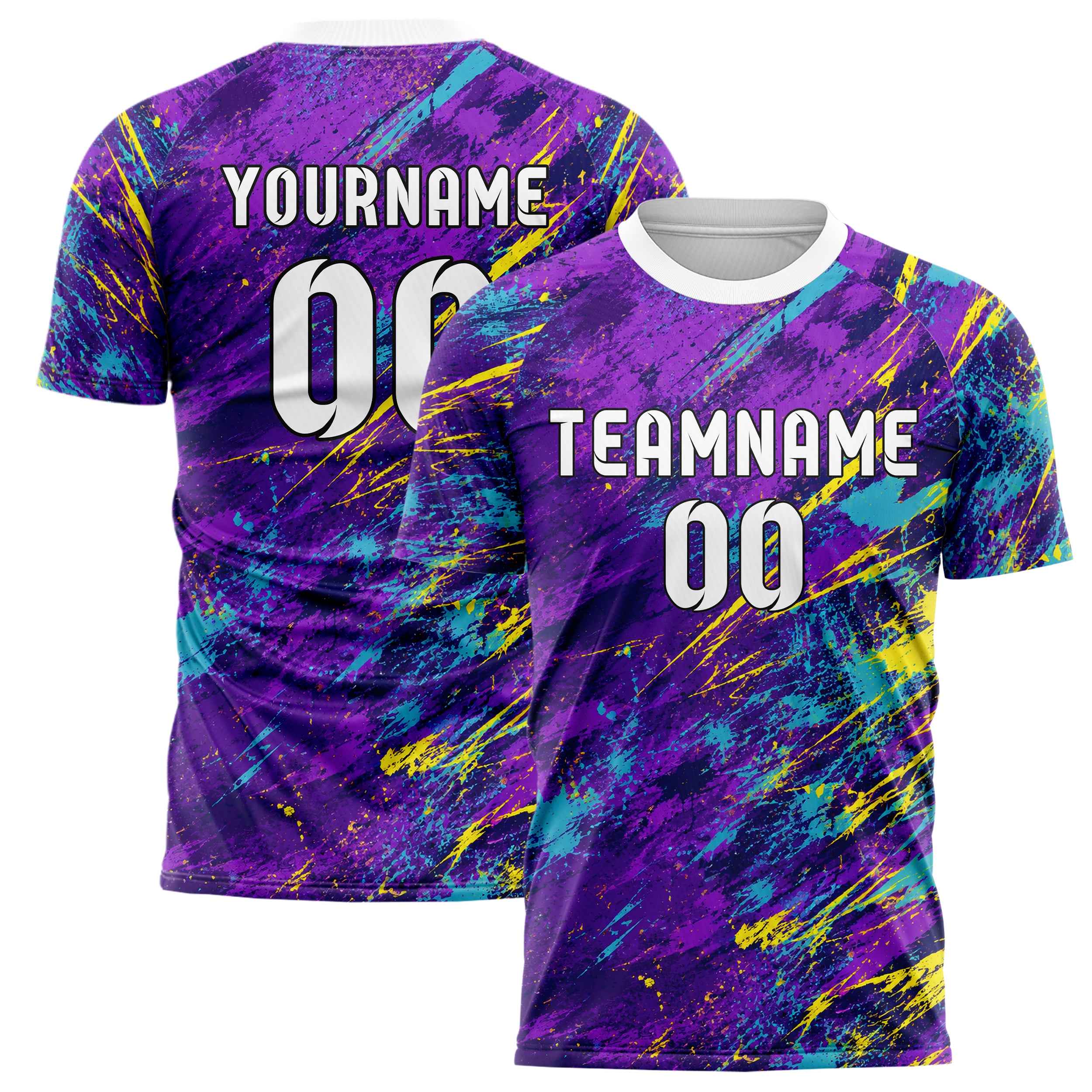 Lila lebendiges Graffiti Scratch Marks Design 03-0158 individuelles Fußballtrikot main