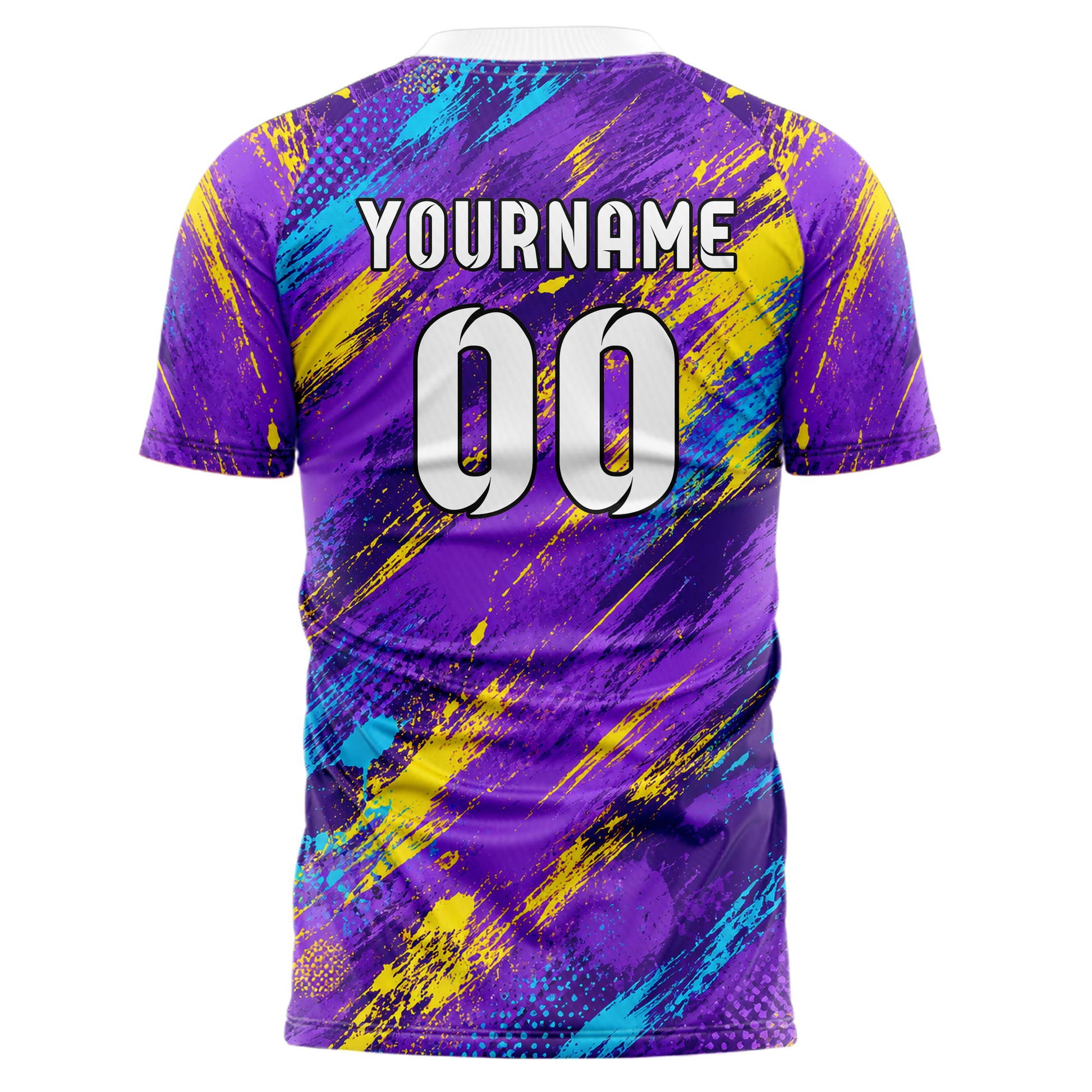 Lila lebendiges Graffiti Scratch Marks Design 03-0374 individuelles Fußballtrikot back