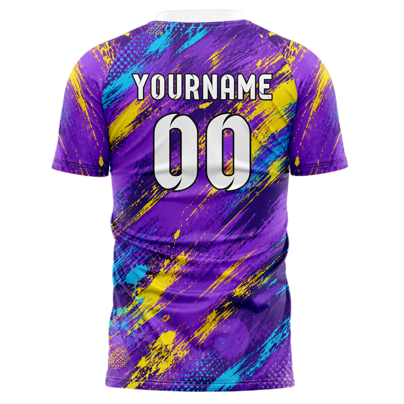 Lila lebendiges Graffiti Scratch Marks Design 03-0374 individuelles Fußballtrikot back
