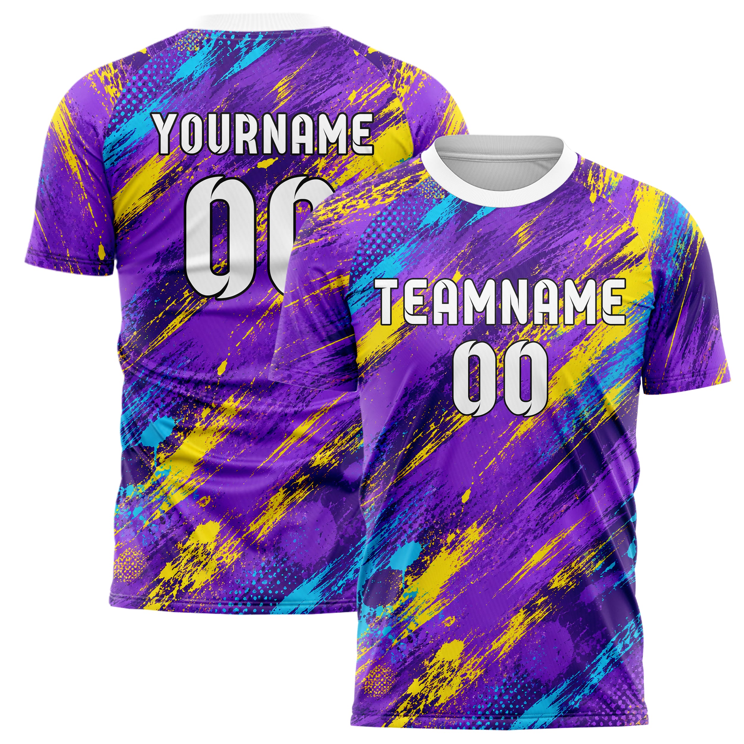 Lila lebendiges Graffiti Scratch Marks Design 03-0374 individuelles Fußballtrikot main