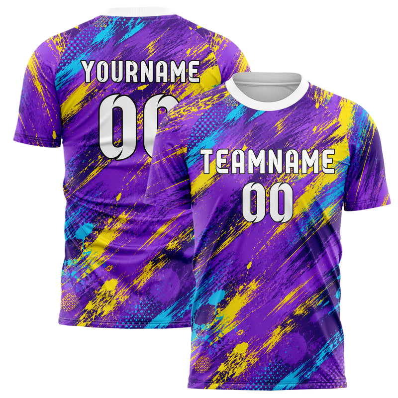Lila lebendiges Graffiti Scratch Marks Design 03-0374 individuelles Fußballtrikot main