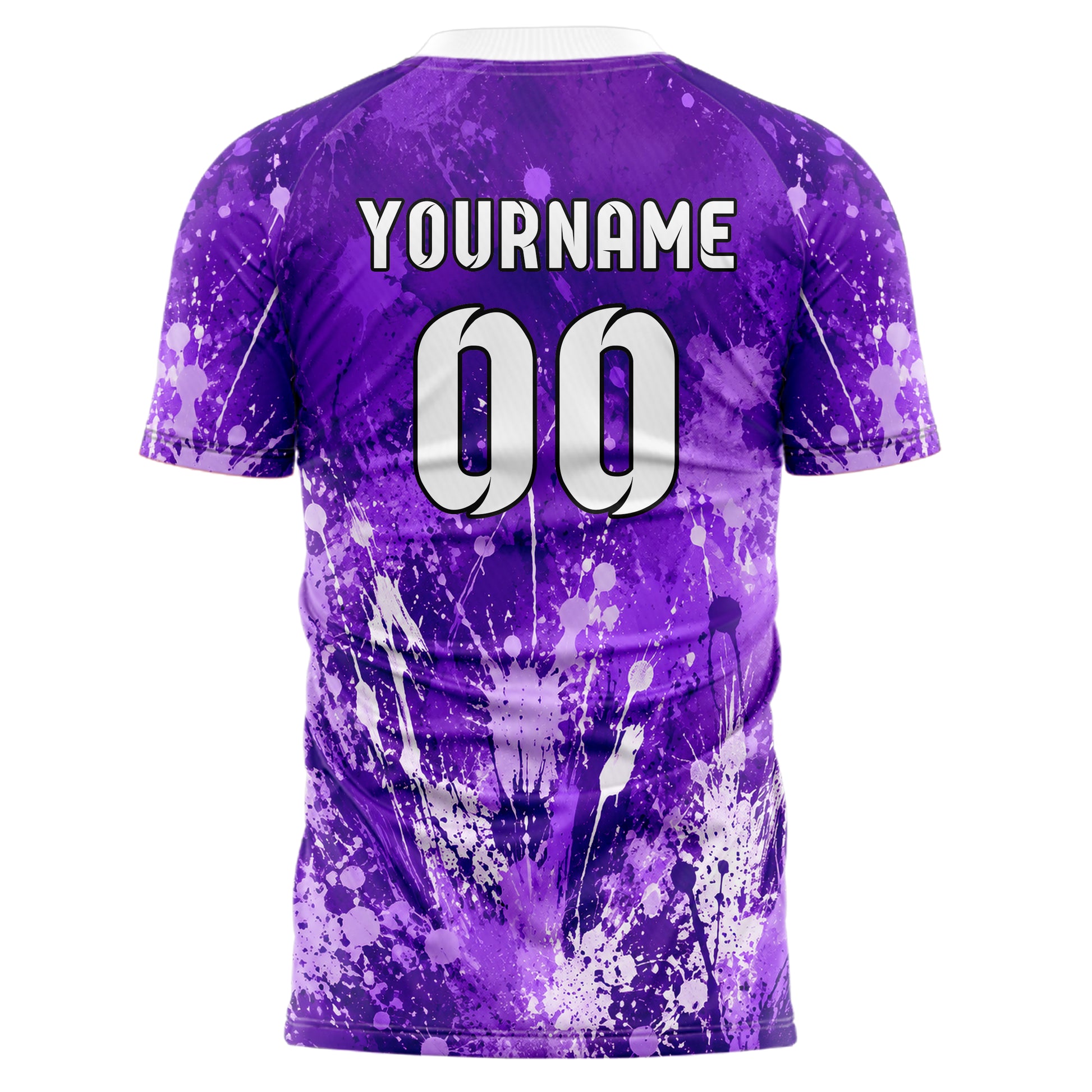 Lila lebendiges Graffiti Spray Splatter Design 03-0232 individuelles Fußballtrikot back