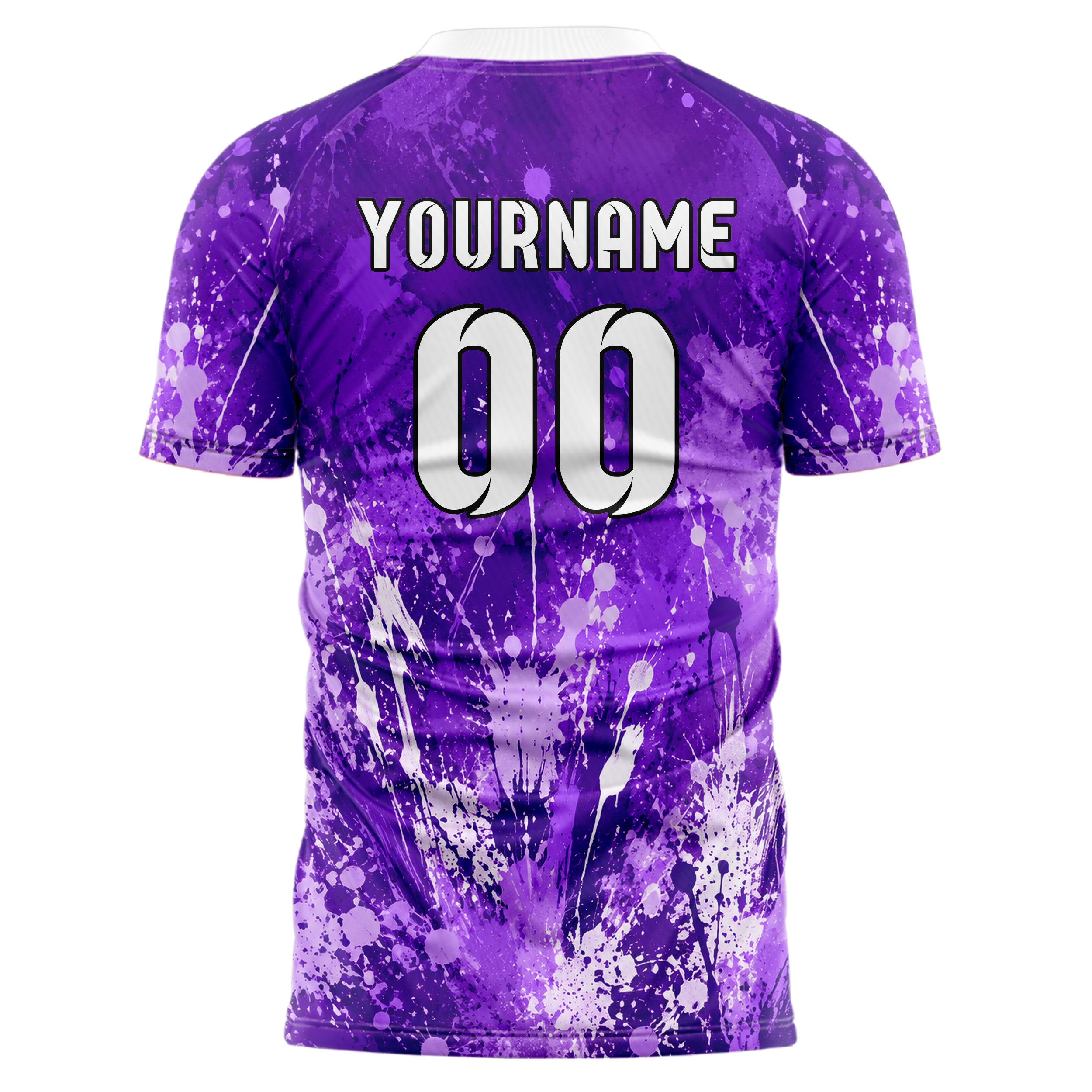 Lila lebendiges Graffiti Spray Splatter Design 03-0232 individuelles Fußballtrikot back