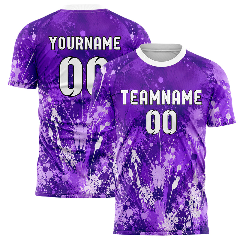 Lila lebendiges Graffiti Spray Splatter Design 03-0232 individuelles Fußballtrikot main