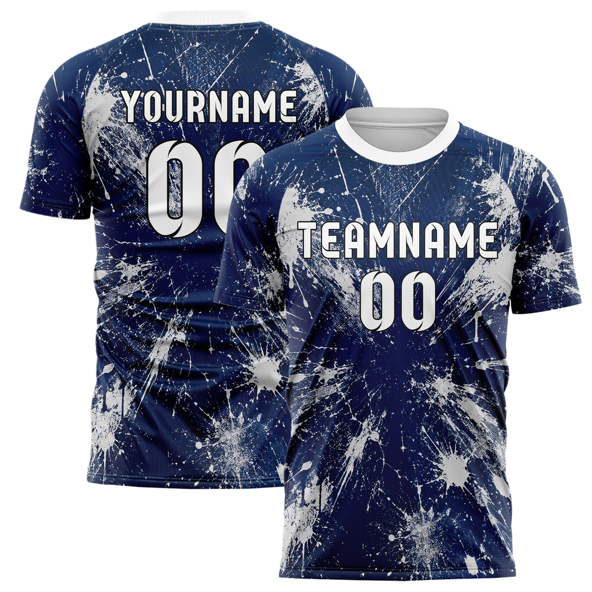 Marineblau klassisches Graffiti Center Burst Splatter Design 03-0175 individuelles Fußballtrikot main