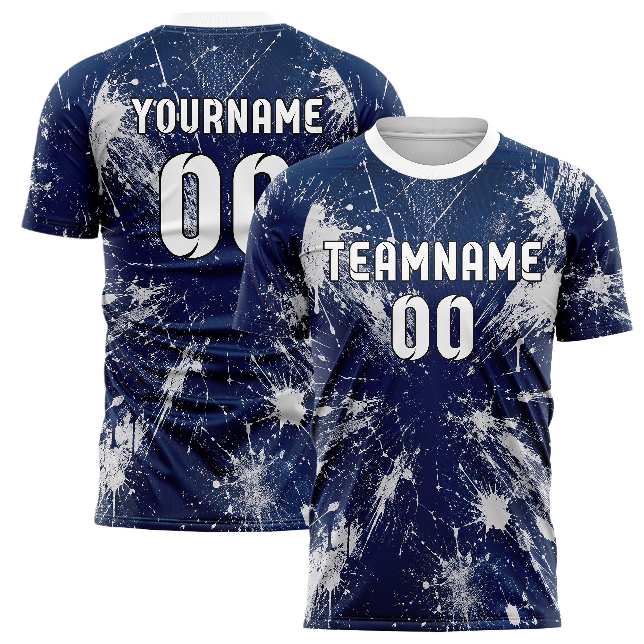 Marineblau klassisches Graffiti Center Burst Splatter Design 03-0175 individuelles Fußballtrikot main