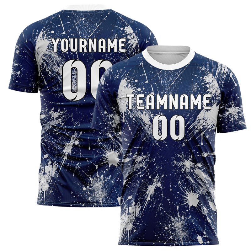Marineblau klassisches Graffiti Center Burst Splatter Design 03-0175 individuelles Fußballtrikot main