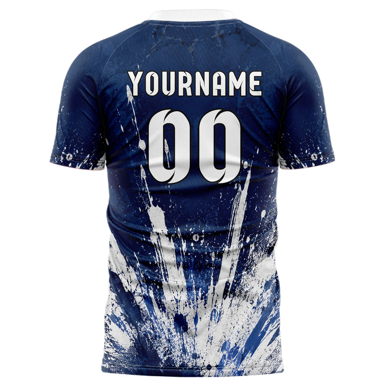 Marineblau klassisches Graffiti Center Burst Splatter Design 03-0271 individuelles Fußballtrikot back