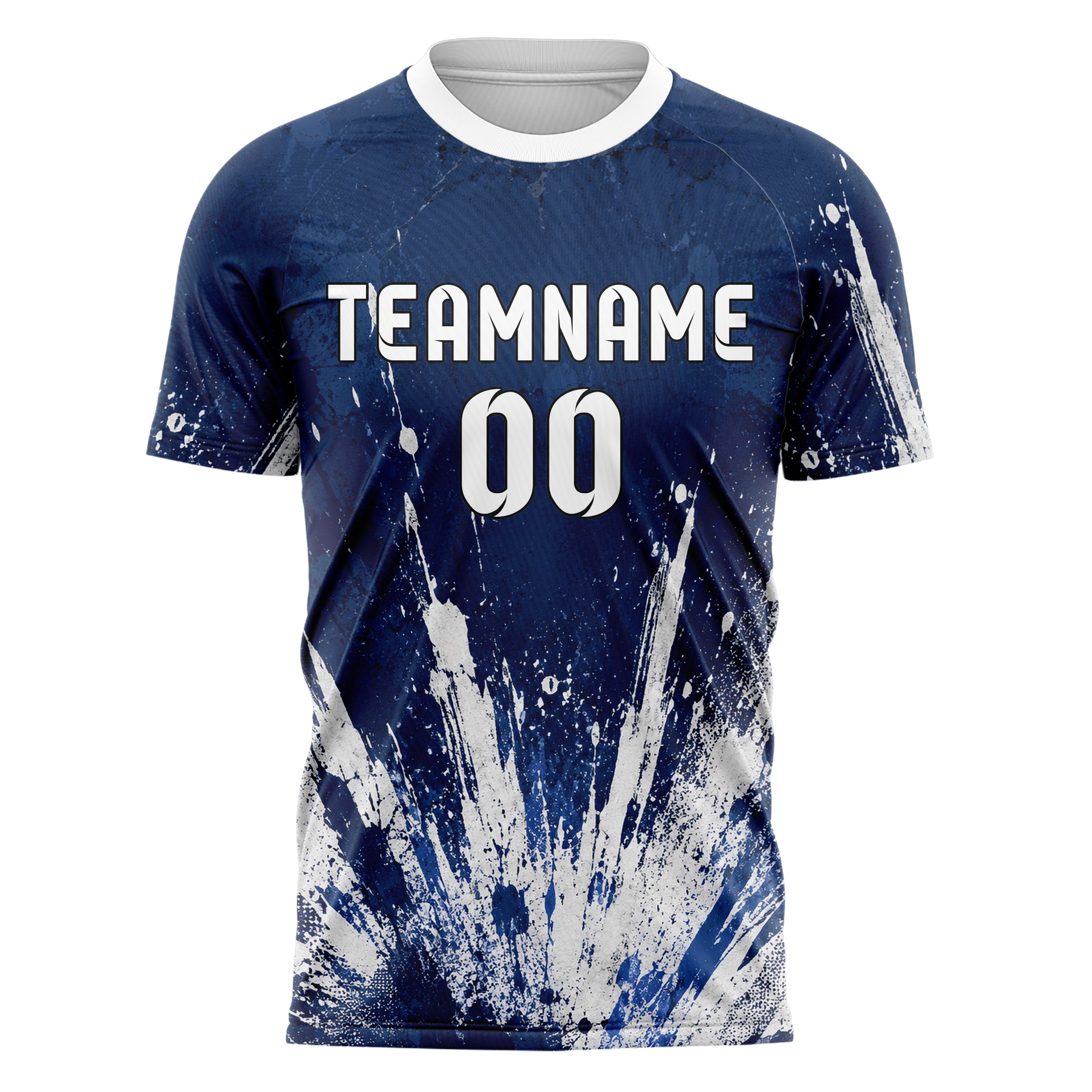 Marineblau klassisches Graffiti Center Burst Splatter Design 03-0271 individuelles Fußballtrikot front