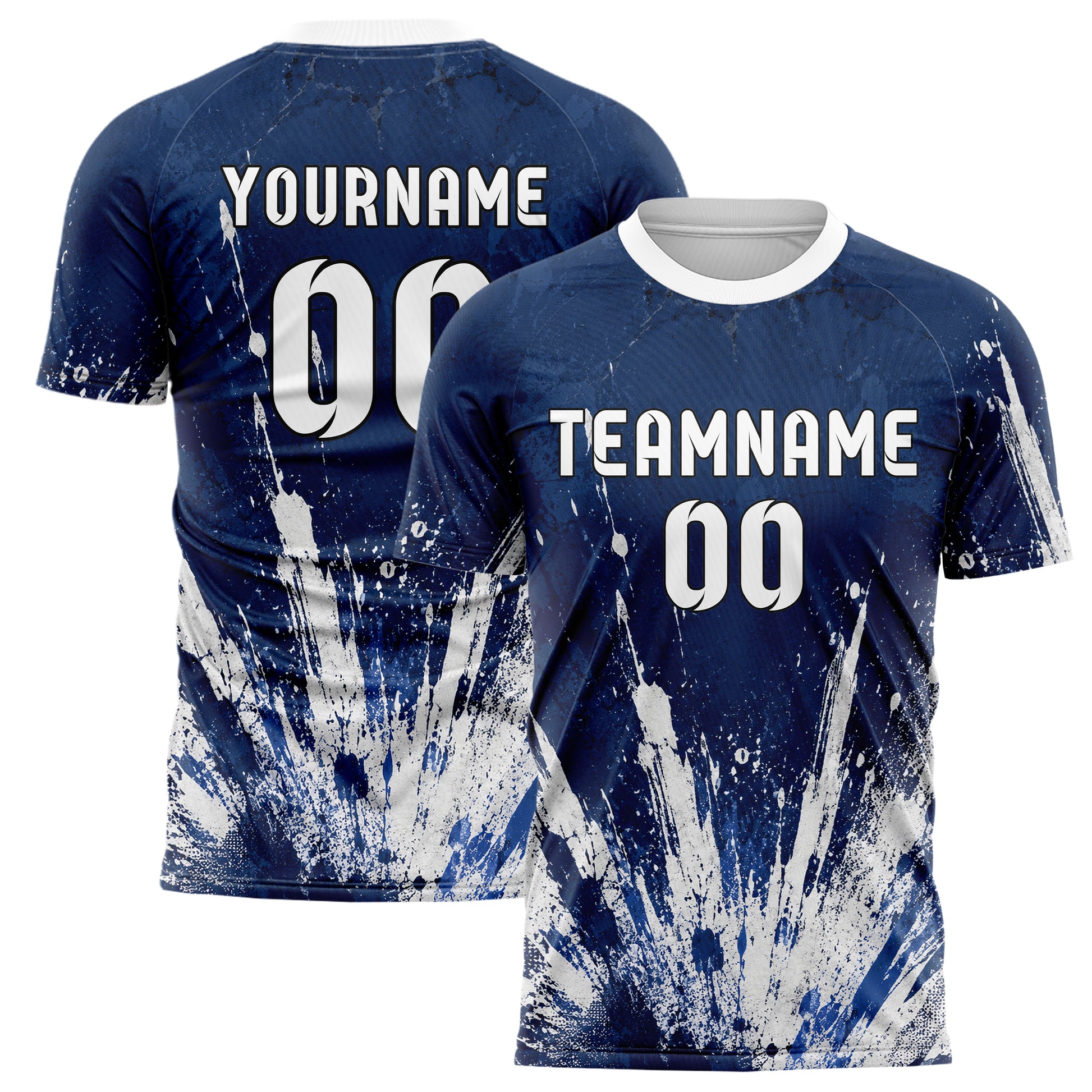 Marineblau klassisches Graffiti Center Burst Splatter Design 03-0271 individuelles Fußballtrikot main
