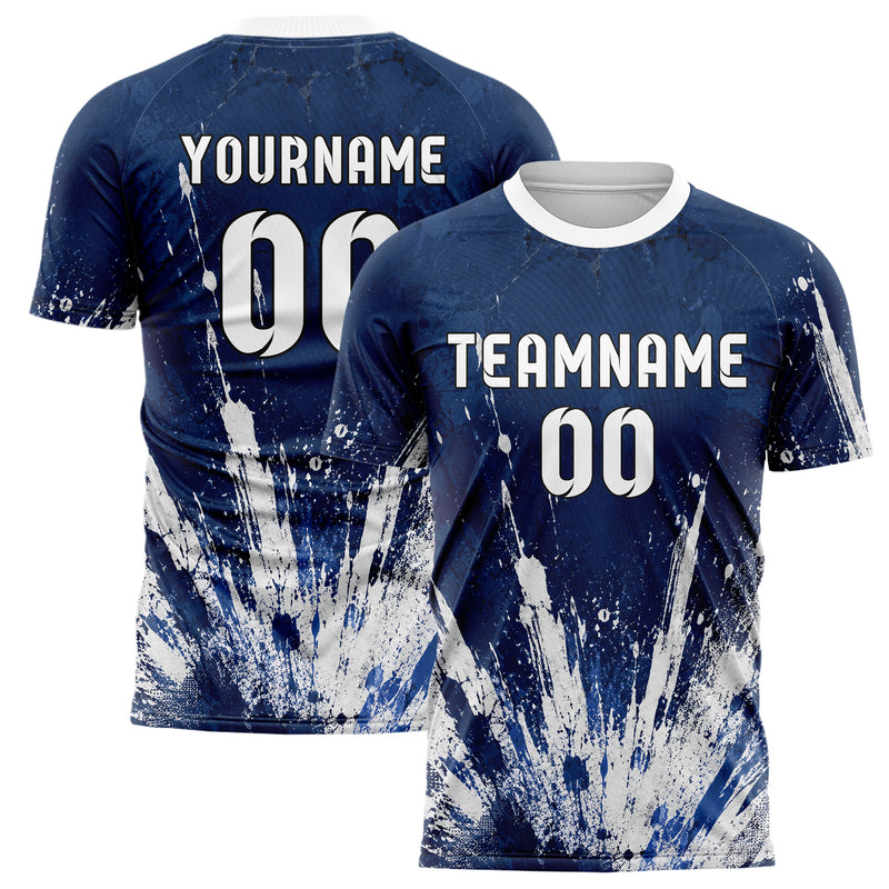 Marineblau klassisches Graffiti Center Burst Splatter Design 03-0271 individuelles Fußballtrikot main