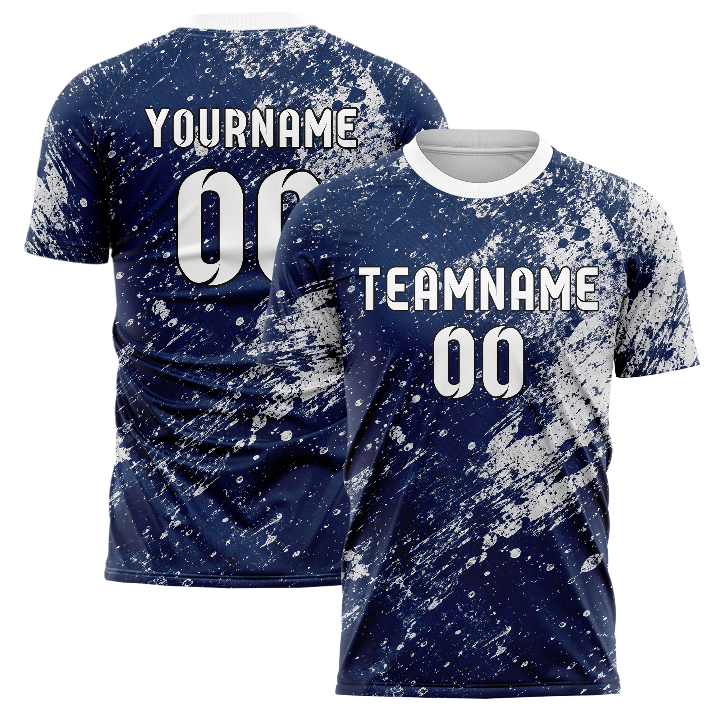 Marineblau klassisches Graffiti Center Burst Splatter Design 03-0295 individuelles Fußballtrikot main