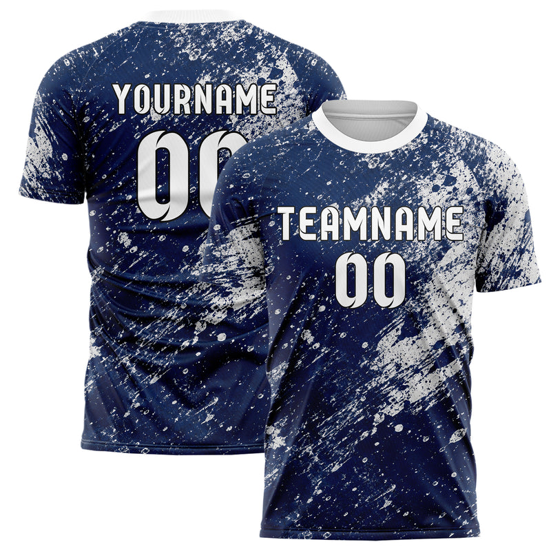 Marineblau klassisches Graffiti Center Burst Splatter Design 03-0295 individuelles Fußballtrikot main