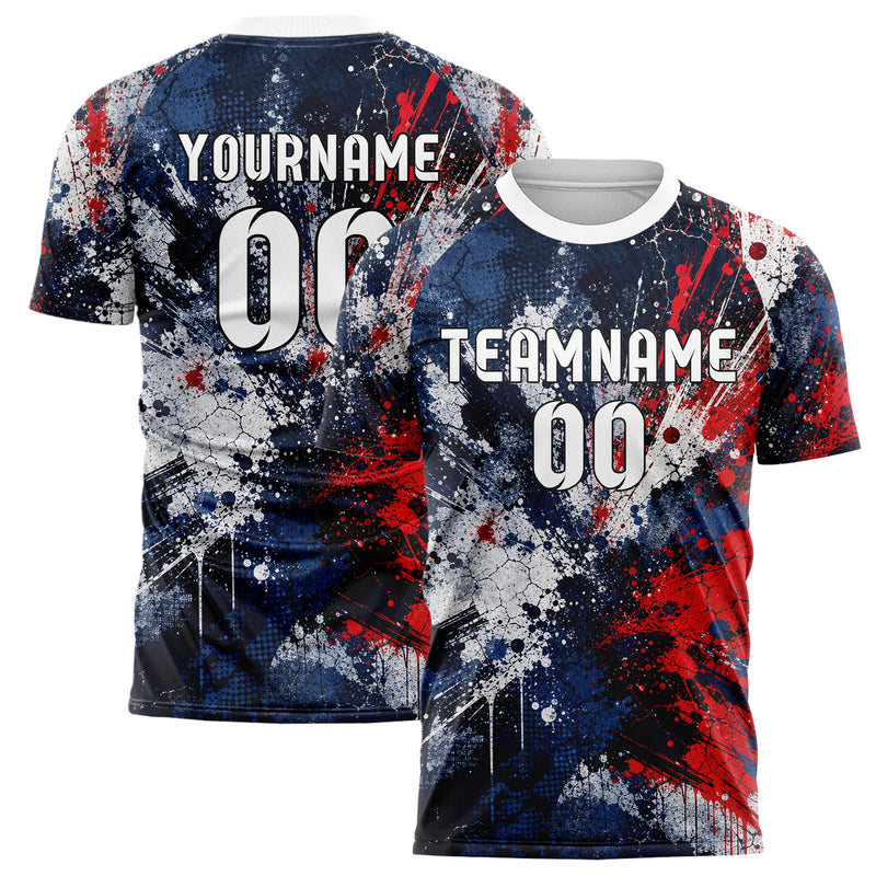 Marineblau klassisches Graffiti Center Burst Splatter Design 03-0335 individuelles Fußballtrikot main