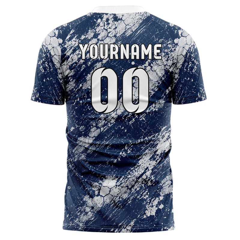 Marineblau klassisches Graffiti Cracked Texture Design 03-0082 individuelles Fußballtrikot back