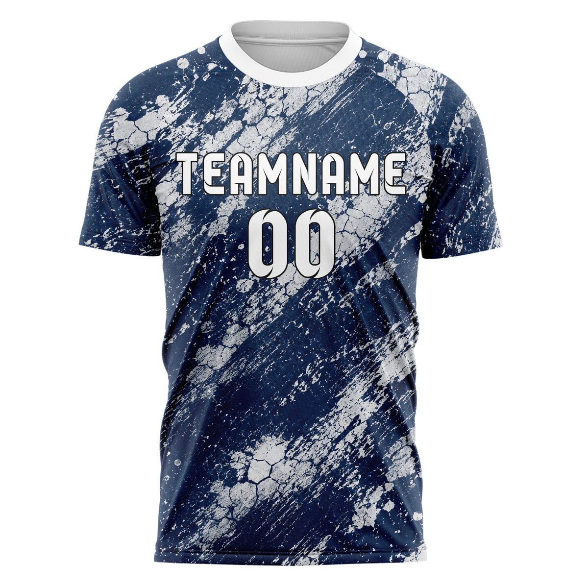 Marineblau klassisches Graffiti Cracked Texture Design 03-0082 individuelles Fußballtrikot front