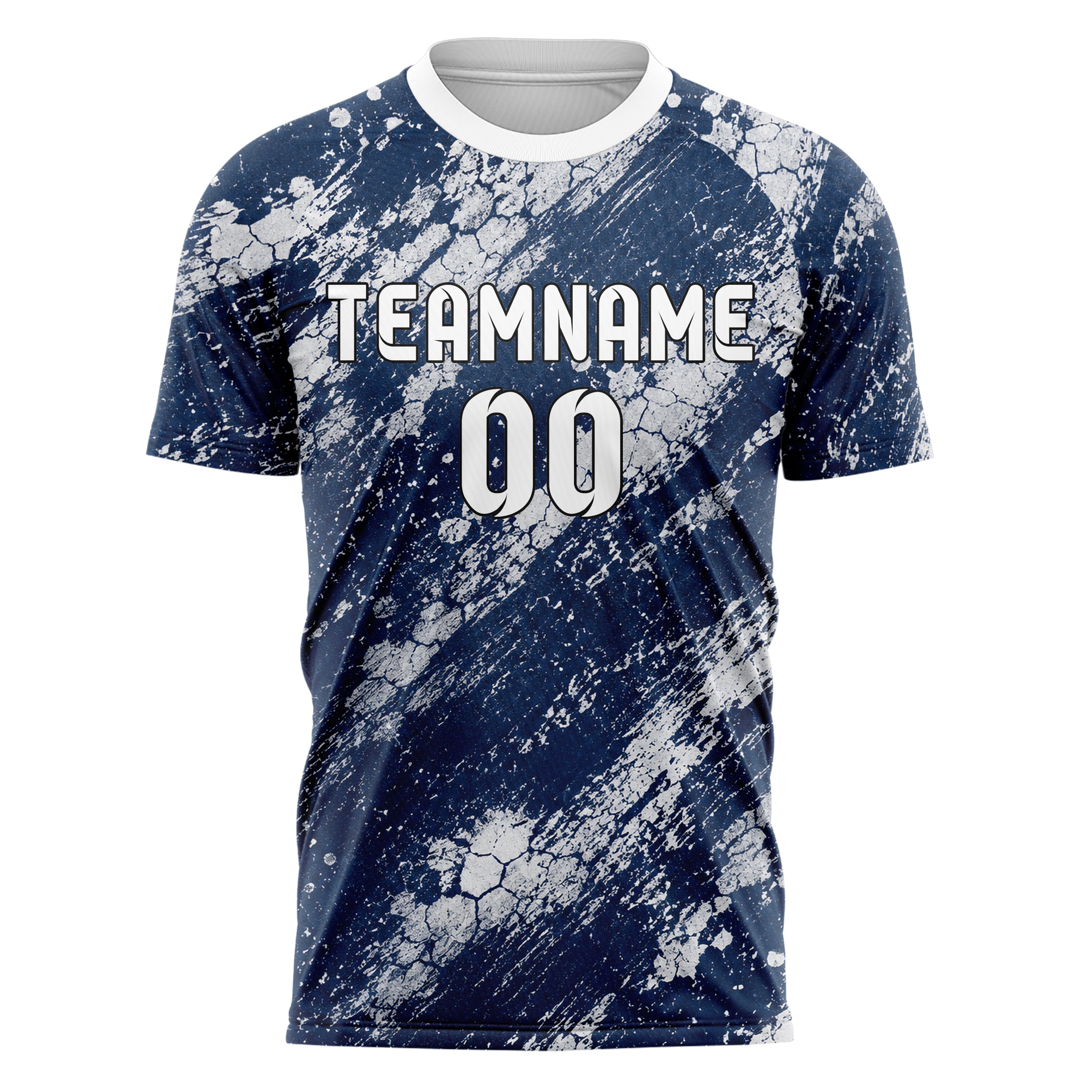 Marineblau klassisches Graffiti Cracked Texture Design 03-0082 individuelles Fußballtrikot front