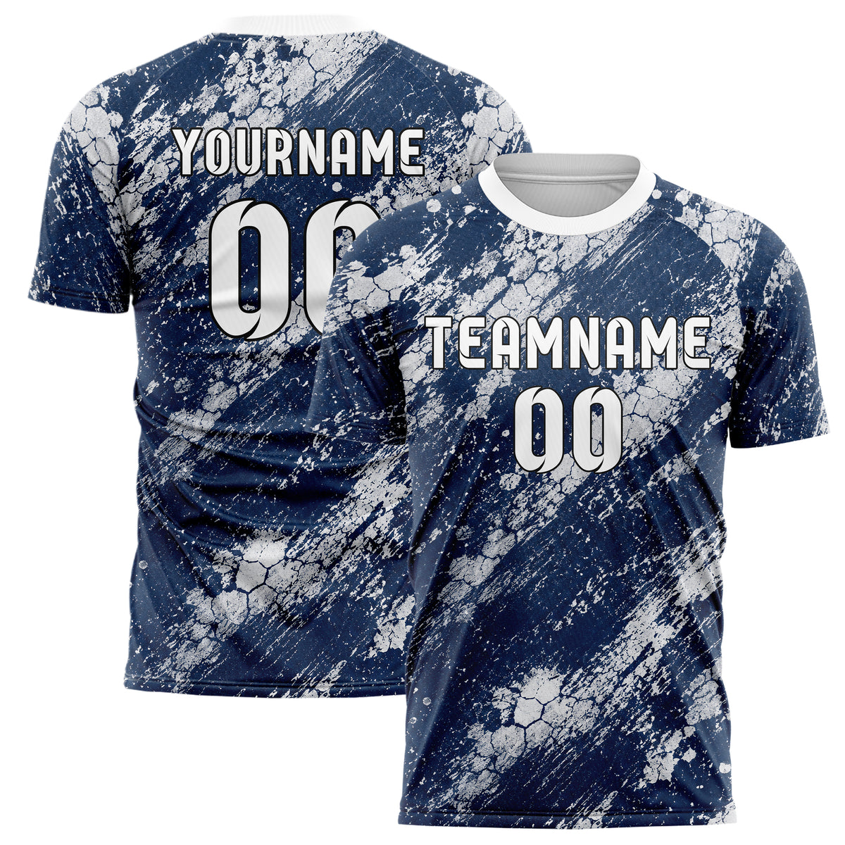 Marineblau klassisches Graffiti Cracked Texture Design 03-0082 individuelles Fußballtrikot main
