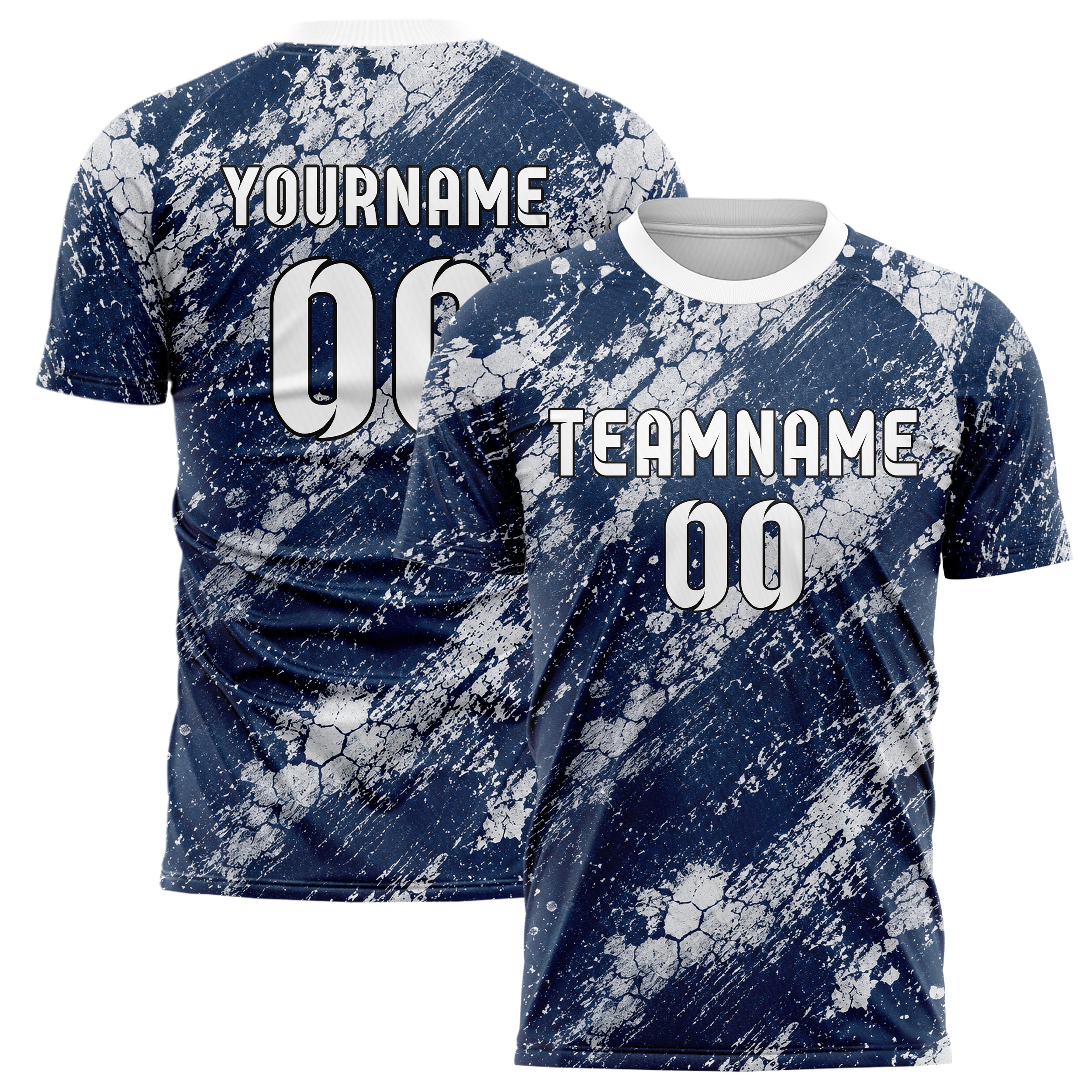 Marineblau klassisches Graffiti Cracked Texture Design 03-0082 individuelles Fußballtrikot main
