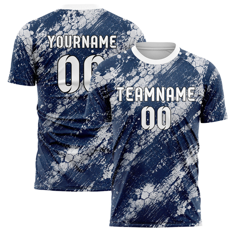 Marineblau klassisches Graffiti Cracked Texture Design 03-0082 individuelles Fußballtrikot main