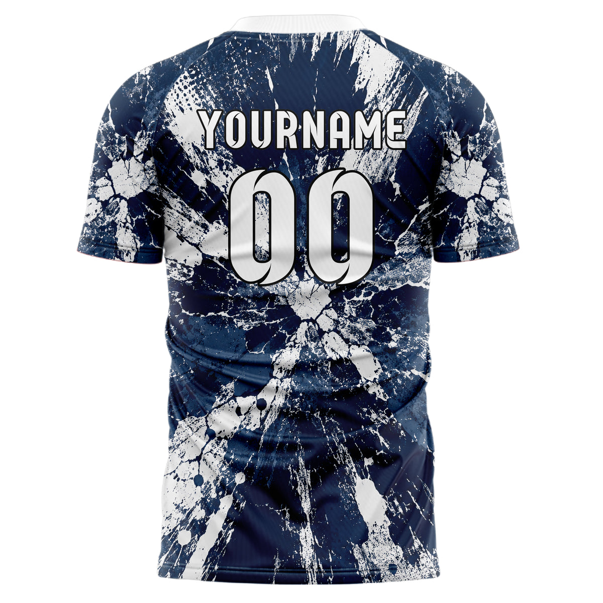 Marineblau klassisches Graffiti Cracked Texture Design 03-0178 individuelles Fußballtrikot back