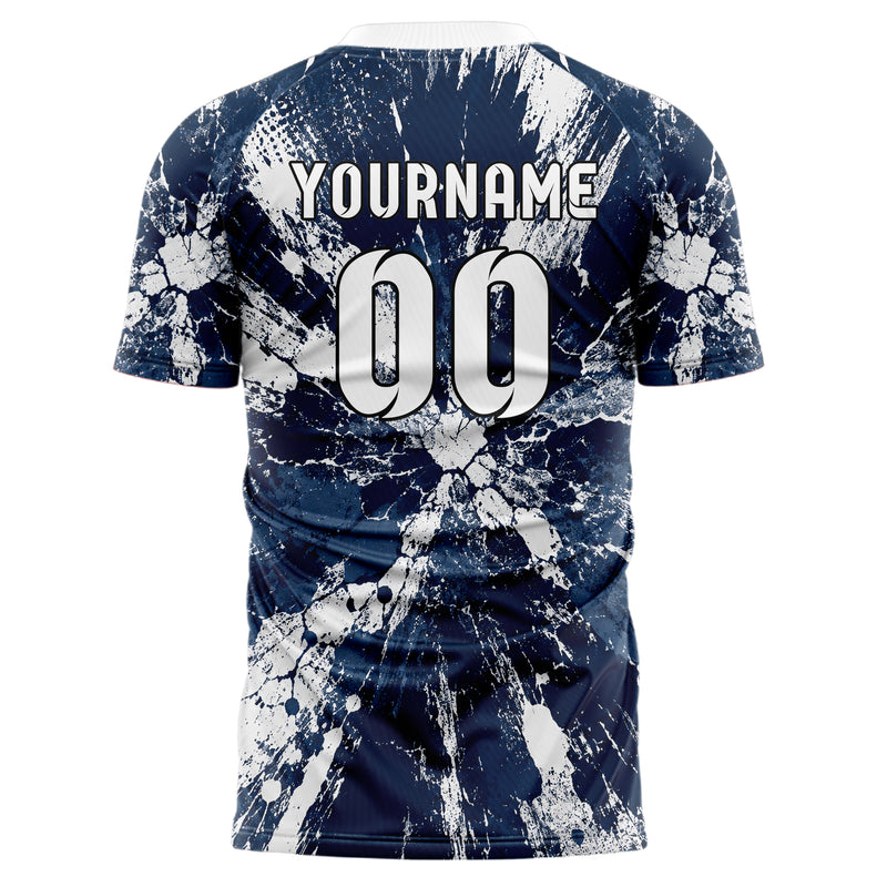 Marineblau klassisches Graffiti Cracked Texture Design 03-0178 individuelles Fußballtrikot back