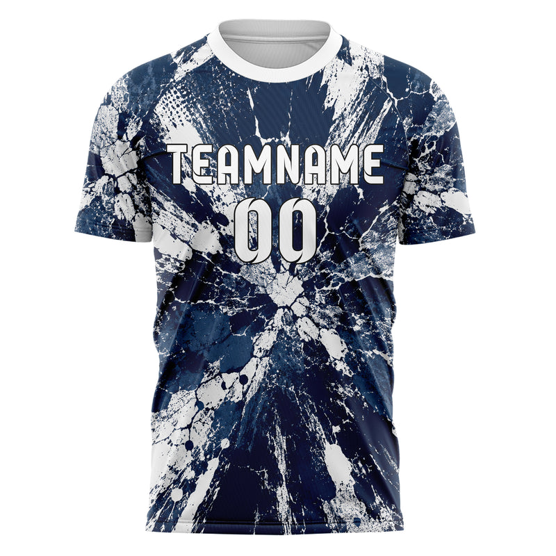 Marineblau klassisches Graffiti Cracked Texture Design 03-0178 individuelles Fußballtrikot front
