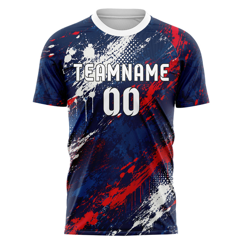 Marineblau klassisches Graffiti diagonal Paint Flow Design 03-0083 individuelles Fußballtrikot front