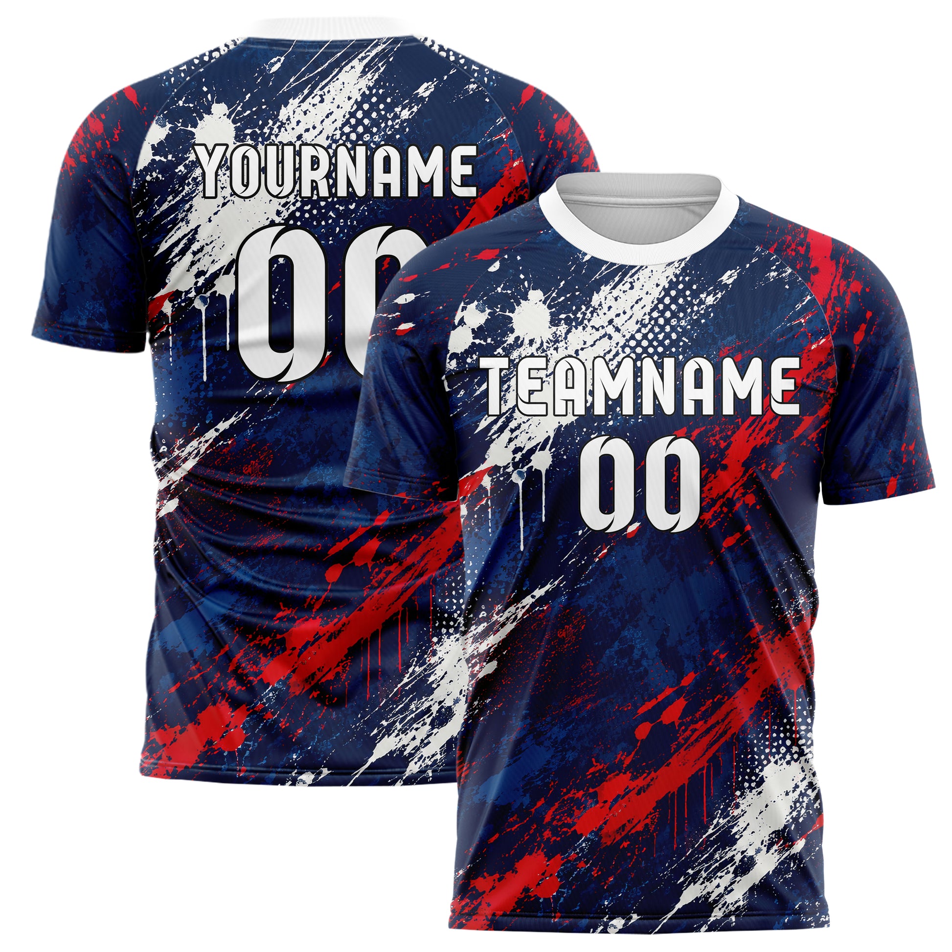 Marineblau klassisches Graffiti diagonal Paint Flow Design 03-0083 individuelles Fußballtrikot main