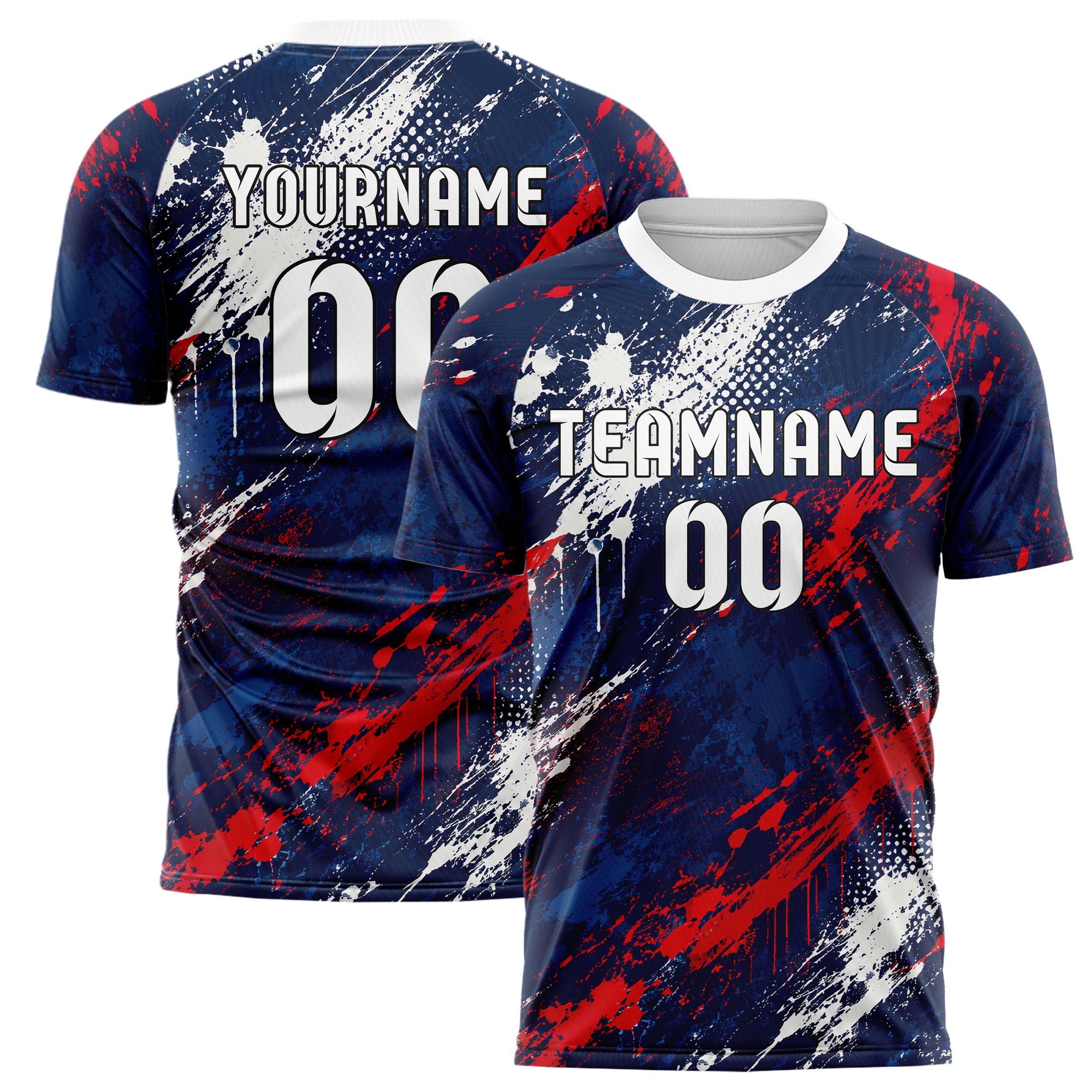 Marineblau klassisches Graffiti diagonal Paint Flow Design 03-0083 individuelles Fußballtrikot main