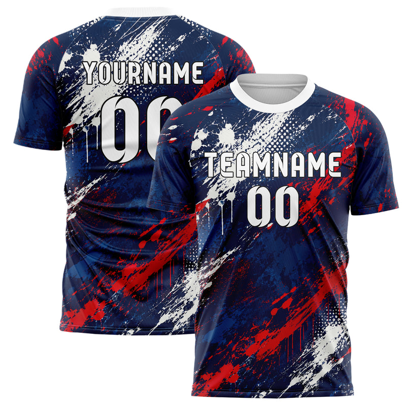 Marineblau klassisches Graffiti diagonal Paint Flow Design 03-0083 individuelles Fußballtrikot main