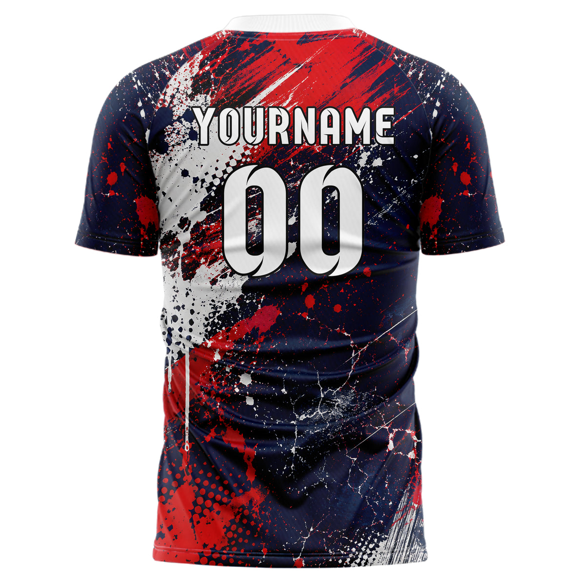 Marineblau klassisches Graffiti diagonal Paint Flow Design 03-0251 individuelles Fußballtrikot back