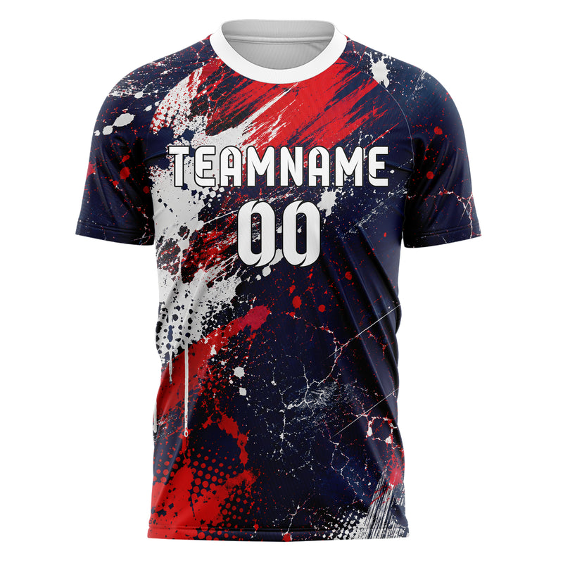 Marineblau klassisches Graffiti diagonal Paint Flow Design 03-0251 individuelles Fußballtrikot front