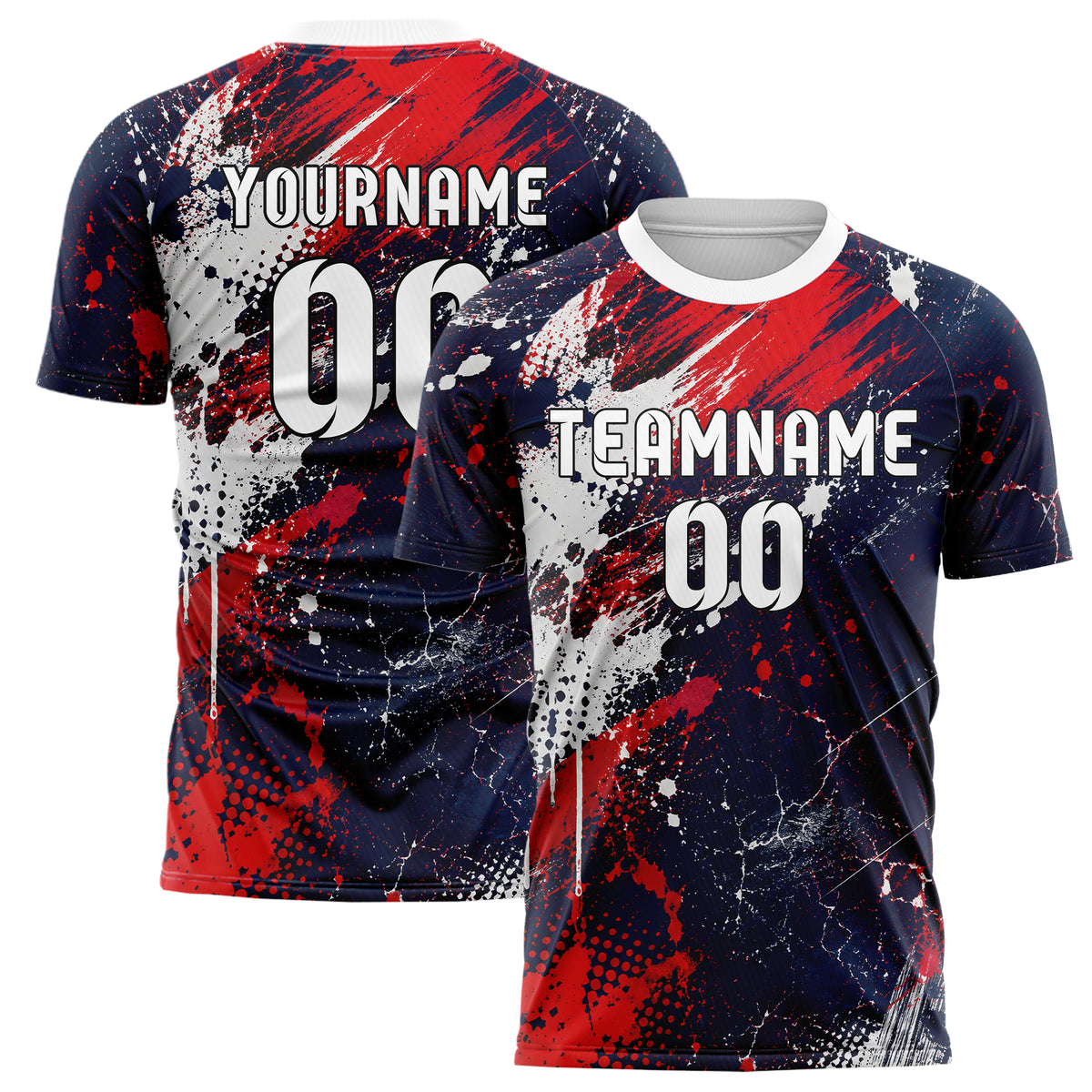 Marineblau klassisches Graffiti diagonal Paint Flow Design 03-0251 individuelles Fußballtrikot main