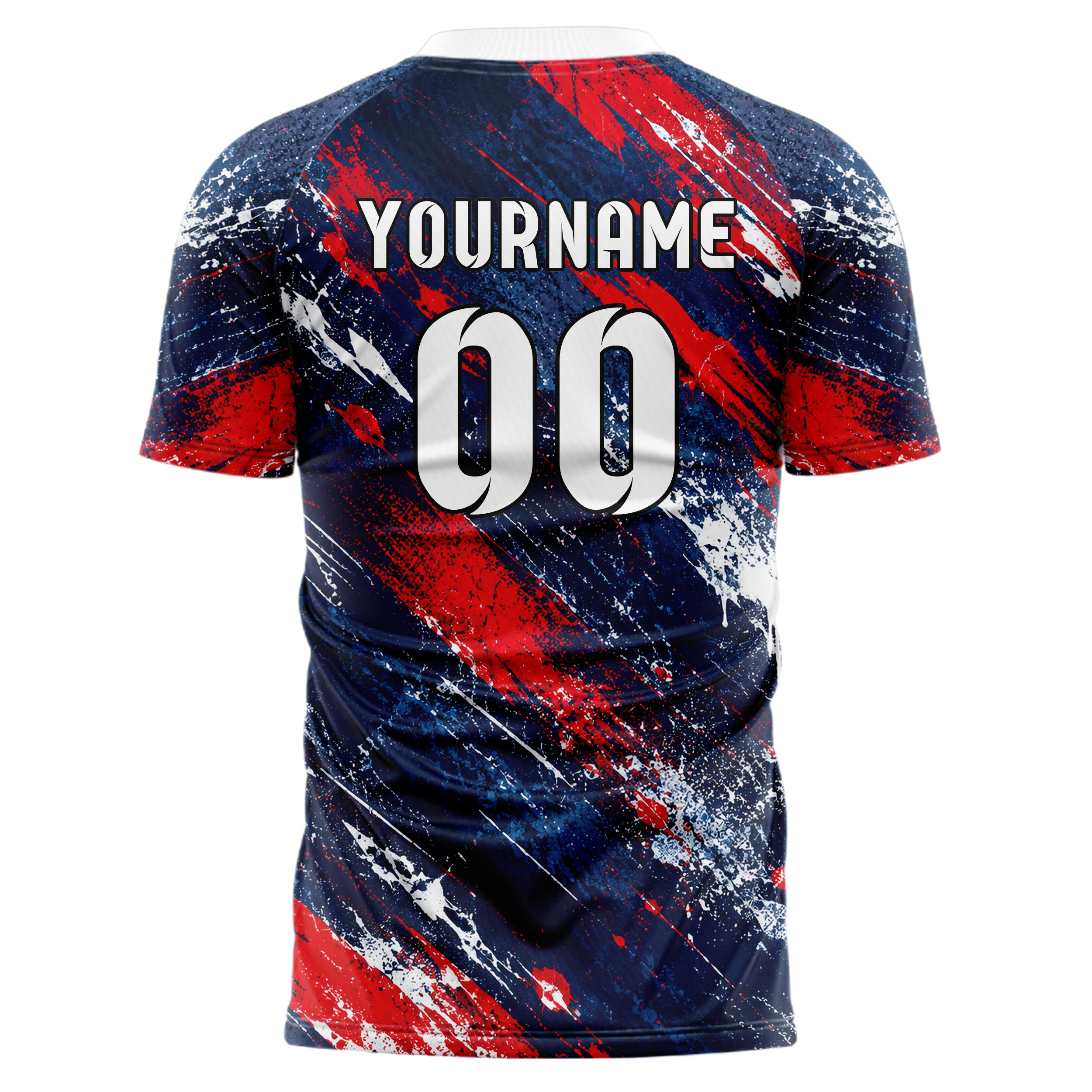 Marineblau klassisches Graffiti diagonal Paint Flow Design 03-0371 individuelles Fußballtrikot back