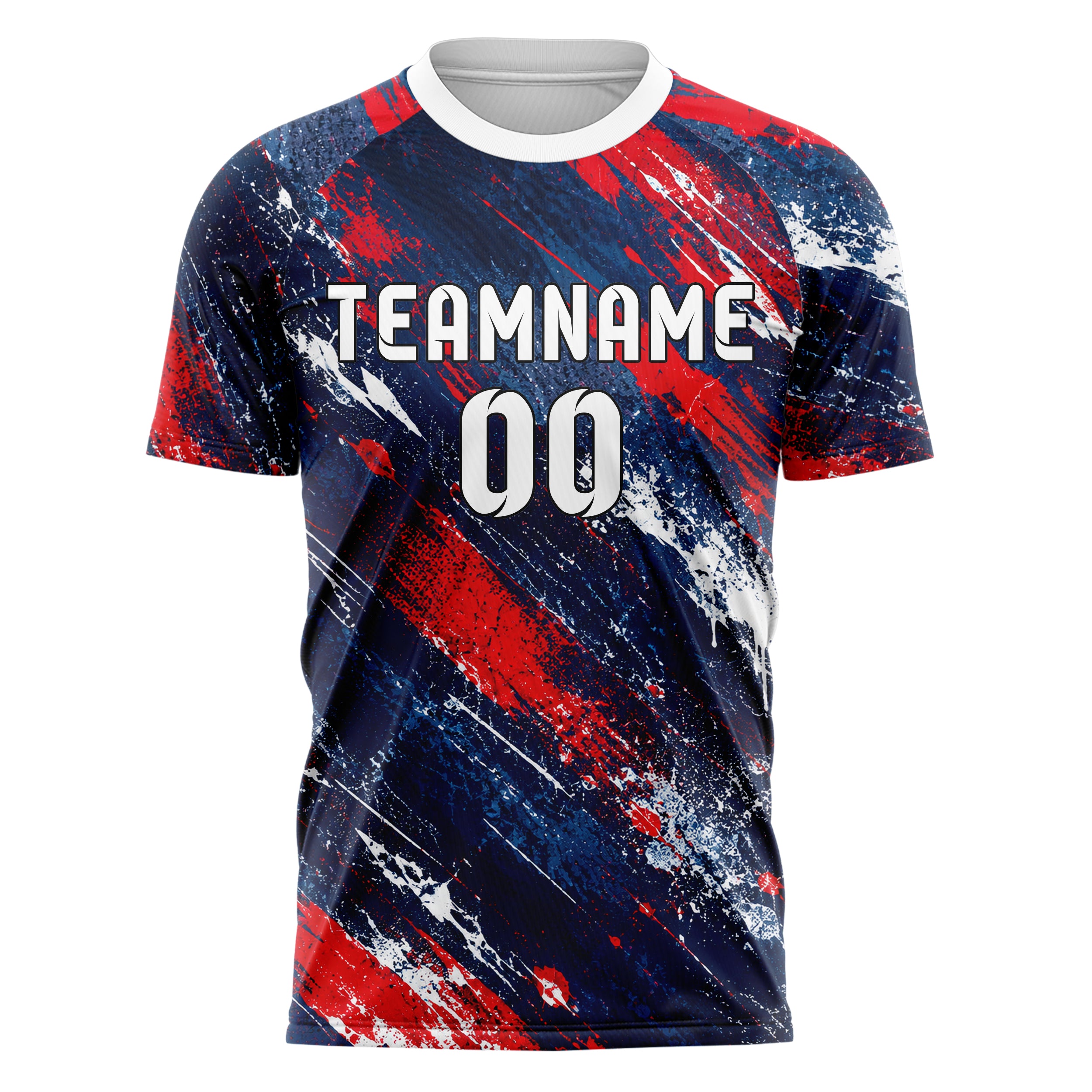 Marineblau klassisches Graffiti diagonal Paint Flow Design 03-0371 individuelles Fußballtrikot front